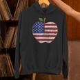 American Flag Teachers Students Apple 4th Of July Vintage Women's Hoodie, gift for family, gift for coworker