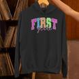 Back To School Neon Checkered First Grade Colorful Teacher Women's Hoodie, First Grade Teacher Hoodies, gift for family, gift for coworker