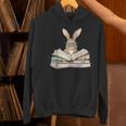Cute Reading Bunny Glasses Books Bookworm Reader Teacher Women's Hoodie, gift for family, gift for coworker