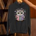 Cute Reading Owl Book Lover Teacher Librarian Bookworm Women's Hoodie, gift for family, gift for coworker