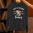 Just A Teacher Who Loves Cows Shirt Cute Highland Cow Women's Hoodie, gift for family, gift for coworker