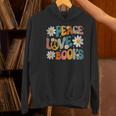 Peace Love Books Bookworm Librarian Reading Teacher Groovy Women's Hoodie, Groovy Teacher Hoodies, gift for family, gift for coworker