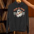 Trick Or Teach Groovy Retro Ghost Halloween Teacher Kids Women's Hoodie, Groovy Teacher Hoodies, gift for family, gift for coworker