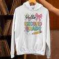 Cute Hello Second Grade Back To School Coquette Teacher Girl Women's Hoodie, gift for family, gift for coworker Cute Hello Second Grade Back To School Coquette Teacher Girl Women's Hoodie, gift for family, gift for coworker