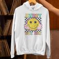 Happy Dot Day Hippie Flowers Smile Face Groovy Teacher Kids Women's Hoodie, Groovy Teacher Hoodies, gift for family, gift for coworker