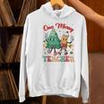 One Merry Teacher Groovy Christmas Tree Pjs Xmas Teacher Women's Hoodie, Groovy Teacher Hoodies, gift for family, gift for coworker