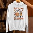 Retro Fall In Love With Learning Autumn Pumpkin Teacher Kids Women's Hoodie, gift for family, gift for coworker