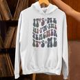 Retro IT'S ME Hi I'm The TEACHER Groovy Testing Squad Pink Women's Hoodie, Groovy Teacher Hoodies, gift for family, gift for coworker