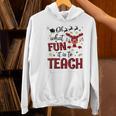 Teachers Oh What Fun It Is To Teach Cute Red Plaid Reindeer Women's Hoodie, gift for family, gift for coworker