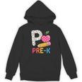 P Is For Pre K Teacher Student Pencil Apple Back To School Women's Hoodie, novelty gifts, funny gifts