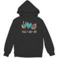 Peace Love Art Painting Palette Art Teacher Women's Hoodie, novelty gifts, funny gifts