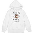 This Is My Tired Teacher Costume Skull Halloween Messy Bun Women's Hoodie, novelty gifts, funny gifts