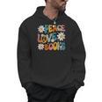 Peace Love Books Bookworm Librarian Reading Teacher Groovy Men Hoodie, Groovy Teacher Gifts, trending gift Peace Love Books Bookworm Librarian Reading Teacher Groovy Men Hoodie, Groovy Teacher Gifts, trending gift