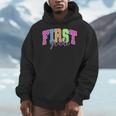 Back To School Neon Checkered First Grade Colorful Teacher Men Hoodie, First Grade Teacher Gifts, funny design