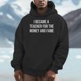 I Became A Teacher For The Money And Fame Men Hoodie, funny design I Became A Teacher For The Money And Fame Men Hoodie, funny design