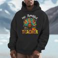 One Thankful Teacher Thanksgiving Turkey Cute Crayon Pencil Men Hoodie, funny design