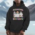 Preschool Boo Crew Groovy Halloween Floral Ghost Teacher Men Women Kids Men Hoodie, Groovy Teacher Gifts, funny design