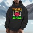 Teacher Teachers Love Brains Skeleton Hand Heart Halloween Men Hoodie, funny design