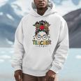 Teacher Life Messy Bun Glasses Leopard Sunflower Men Hoodie, funny design