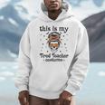 This Is My Tired Teacher Costume Skull Halloween Messy Bun Men Hoodie, funny design
