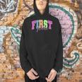 Back To School Neon Checkered First Grade Colorful Teacher Men Hoodie, First Grade Teacher Hoodies, gift for family, gift for coworker