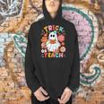 Groovy Halloween Trick Or Teach Retro Floral Ghost Teacher For Men Women Kids Men Hoodie, Groovy Teacher Hoodies, gift for family, gift for coworker