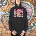 Teacher Pencil Back To School Groovy Pink Teacher First Day Men Hoodie, Groovy Teacher Hoodies, gift for family, gift for coworker Teacher Pencil Back To School Groovy Pink Teacher First Day Men Hoodie, Groovy Teacher Hoodies, gift for family, gift for coworker