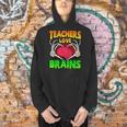 Teacher Teachers Love Brains Skeleton Hand Heart Halloween Men Hoodie, gift for family, gift for coworker