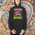 Teachers Love Brains Skeleton Halloween Teacher Funny Men Hoodie, gift for family, gift for coworker
