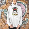 Teacher Life Messy Bun Glasses Leopard Sunflower Men Hoodie, gift for family, gift for coworker