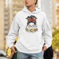 Teacher Life Messy Bun Glasses Leopard Sunflower Men Hoodie, funny gift