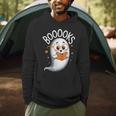Cute Ghost Book Reading Halloween Teacher Men Hoodie, novelty gifts, funny gifts