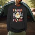 Groovy Teacher Halloween Retro Trick Or Teach Floral Ghost Men Hoodie, novelty gifts, funny gifts
