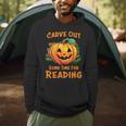 Halloween Teacher Librarian Pumpkin Reading Books Men Women Kids Men Hoodie, novelty gifts, funny gifts