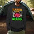 Teacher Teachers Love Brains Skeleton Hand Heart Halloween Men Hoodie, novelty gifts, funny gifts