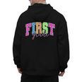 Back To School Neon Checkered First Grade Colorful Teacher Men's Hoodie Back Print, First Grade Teacher Gifts, trending gift