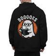 Cute Ghost Book Reading Books Lover Retro Halloween Teacher Men's Hoodie Back Print, trending gift