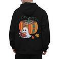 Fall Book Pumpkin Ghost Reading Books Halloween Teacher Men's Hoodie Back Print, trending gift