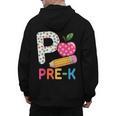P Is For Pre K Teacher Student Pencil Apple Back To School Men's Hoodie Back Print, trending gift P Is For Pre K Teacher Student Pencil Apple Back To School Men's Hoodie Back Print, trending gift