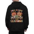 Retro Fall In Love With Learning Autumn Pumpkin Teacher Kids Men's Hoodie Back Print, trending gift