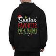 Santa's Favorite Pre-K Teacher Christmas Santa Hat Lights For Men Women Kids Men's Hoodie Back Print, trending gift
