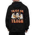 Teacher Halloween Trick Or Teach Retro Groovy Floral Ghost Men's Hoodie Back Print, Groovy Teacher Gifts, trending gift Teacher Halloween Trick Or Teach Retro Groovy Floral Ghost Men's Hoodie Back Print, Groovy Teacher Gifts, trending gift