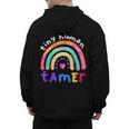 Tiny Human Tamer Watercolor Rainbow Daycare Teacher Men's Hoodie Back Print, trending gift