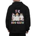 TK Boo Crew Retro Groovy Halloween Floral Ghost TK Teacher Men's Hoodie Back Print, Groovy Teacher Gifts, trending gift