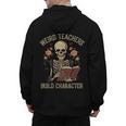 Weird Teachers Build Character Skeleton Book Halloween Women Men's Hoodie Back Print, trending gift