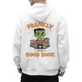 Cute Halloween Teacher Librarian Frankenstein Reading Books Men's Hoodie Back Print, trending gift Cute Halloween Teacher Librarian Frankenstein Reading Books Men's Hoodie Back Print, trending gift
