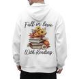 Fall In Love With Reading Book Autumn Teachers Pumpkins Men's Hoodie Back Print, trending gift