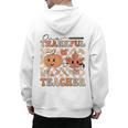 One Thankful Teacher Thanksgiving Groovy Fall Autumn Teacher Men's Hoodie Back Print, Groovy Teacher Gifts, trending gift