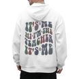 Retro IT'S ME Hi I'm The TEACHER Groovy Testing Squad Pink Men's Hoodie Back Print, Groovy Teacher Gifts, trending gift