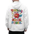 Retro Teaching Is My Superpower Apple Teacher Appreciation Men's Hoodie Back Print, trending gift